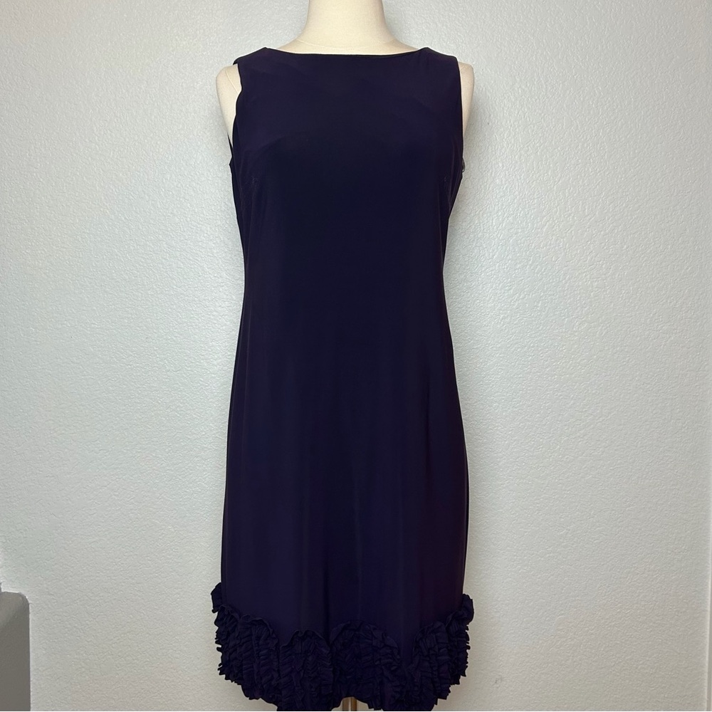 Taylor Sheath Dress Womens 4 Purple Lined Ruffle Bottom Sleeveless Stretch Dress